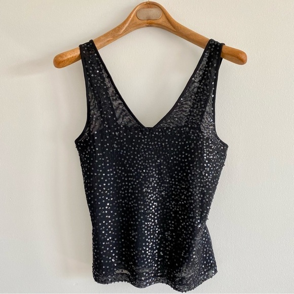 Chaudry Sports Tops - Chaudry Sports Black Sequin V Neck Tank